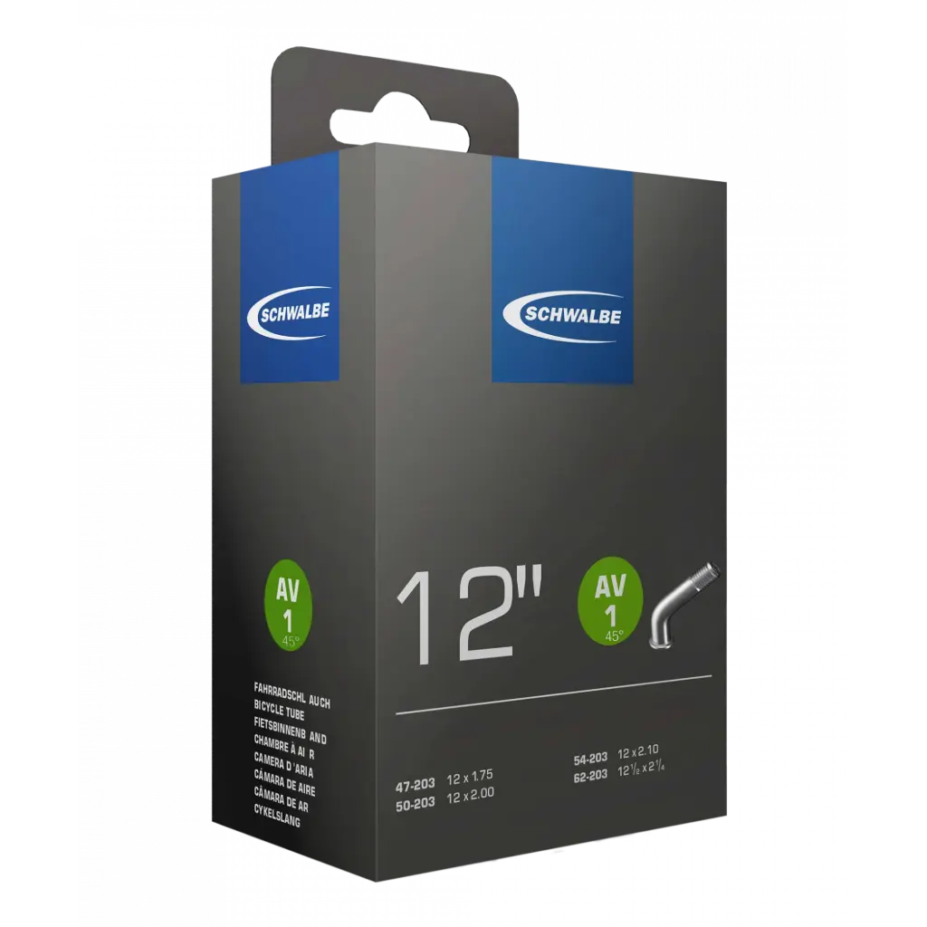 Chambre à air Schwalbe AV1 Schrader coudé (12" 47-62/203)
